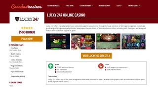 Lucky 247 Casino Review - $500 Free Welcome bonus + 50 Free Spins!