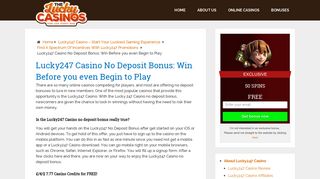 Get Your Lucky247 Casino No Deposit Bonus – £/€/$7.77 FREE