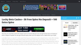 Lucky Bets Casino - 50 Free Spins No Deposit + 100 Extra Spins