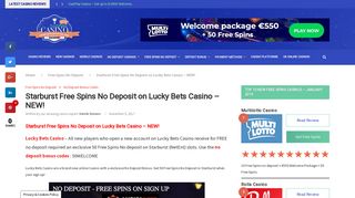 Lucky Bets Casino No Deposit Free Spins on Starburst