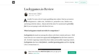 Luckygames.io Review – Mark Enzo Ayala – Medium