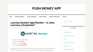 John Lucrosa Scam?? Find Out Now in this Review!! - Push Money App