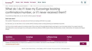 What do I do if I lose my Eurowings booking confirmation/number, or if ...