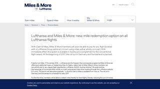 Miles & More - Lufthansa and Miles & More: new mile redemption ...
