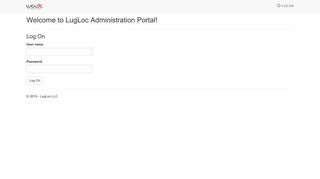 LugLoc Administration portal: Login