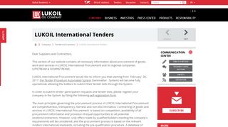 LUKOIL - LUKOIL International Tenders