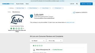 Top 62 Reviews and Complaints about Lulu.com