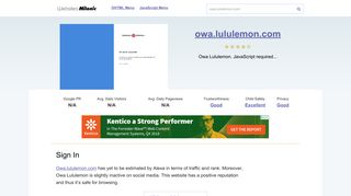 Owa.lululemon.com website. Sign In.