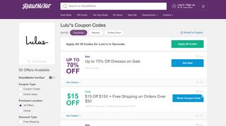 10% Off Lulu*s Promo Code, Coupon Codes - RetailMeNot
