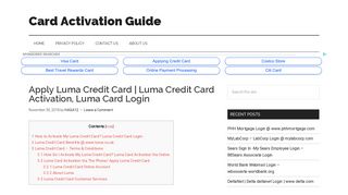 Luma Credit Card Activation | Luma Card Login | www.luma.co.uk
