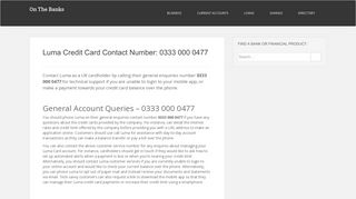 Luma Credit Card Contact Number: 0333 000 0477 – On The Banks