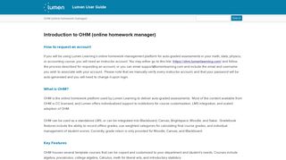 Introduction to OHM (online homework manager) | Lumen User Guide