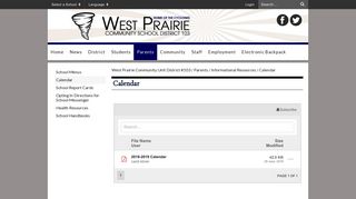 Calendar - West Prairie Community Unit District #103
