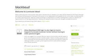 Allow Blackbaud CRM login to also login to Convio | Ideas for Luminate