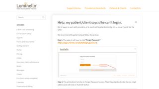 Help, my patient/client says s/he can't log in. - Luminello Help Center