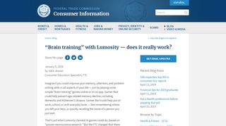 “Brain training” with Lumosity — does it really work? - Consumer.ftc.gov