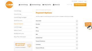 Lumo Energy | Payment Options for Gas and Electricity