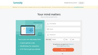 Account - Sign Up - Lumosity