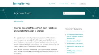 How do I connect/disconnect from Facebook and what information is ...