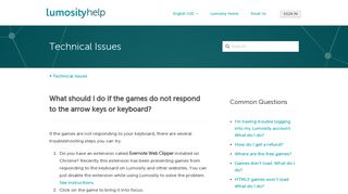 What should I do if the games do not respond to the arrow keys or ...