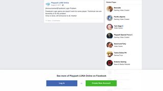 [Announcement]Facebook Login Problem... - Playpark LUNA Online ...