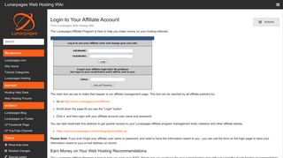 Login to Your Affiliate Account - Lunarpages Web Hosting Wiki