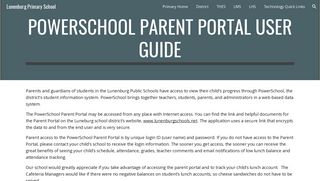 Lunenburg Primary School - PowerSchool Parent Portal User Guide