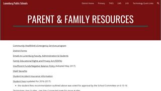 Lunenburg Public Schools - Student & Family Resources