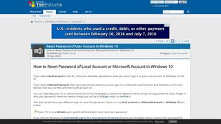 Reset Password of User Account in Windows 10 | Tutorials - Windows ...