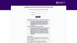 Loughborough University Publications Information Login