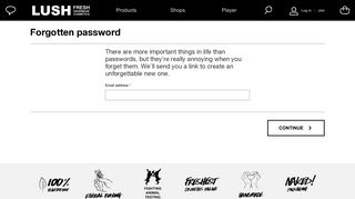 Request new password | Lush Fresh Handmade Cosmetics UK