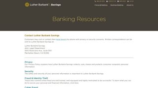 Banking Resources - Luther Burbank Savings