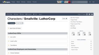 Smallville: LuthorCorp / Characters - TV Tropes