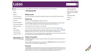 Housing benefit - Luton Council