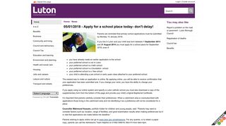 Apply for a school place today- don't delay! - Luton Council