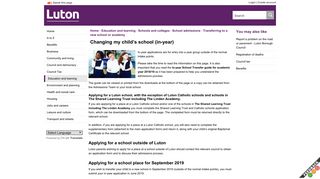 Changing my child's school (in-year) - Luton Council