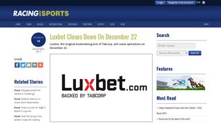 Luxbet Closes Down On December 22 - Racing And Sports