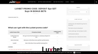 Luxbet promo code: deposit $50 get $150 in bonus bets - Puntersport