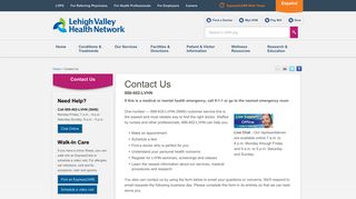 Contact Us - Lehigh Valley Health Network - A Passion For Better ...