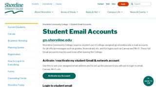 Student Email Account - Shoreline Community College