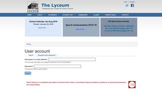 User account | The Lyceum