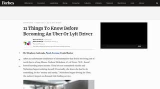 11 Things To Know Before Becoming An Uber Or Lyft Driver - Forbes