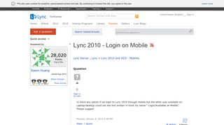 Lync 2010 - Login on Mobile - Microsoft