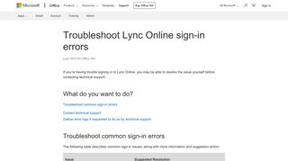 Troubleshoot Lync Online sign-in errors - Lync - Office Support