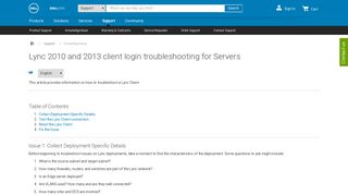 Lync 2010 and 2013 client login troubleshooting for Servers | Dell US