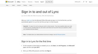 Sign in to and out of Lync - Office Support
