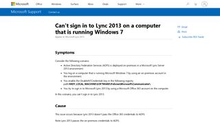 Can't sign in to Lync 2013 on a computer that is running Windows 7