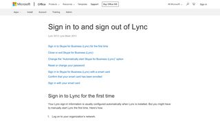 Sign in to and sign out of Lync - Office Support