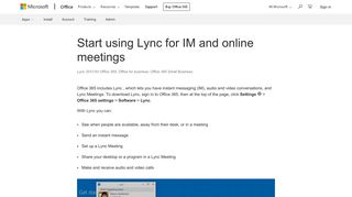 Start using Lync for IM and online meetings - Office Support
