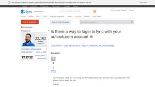 Is there a way to login to lync with your outlook.com account ...